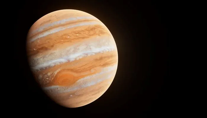 Imagen del planeta júpiter con sus colores cálidos